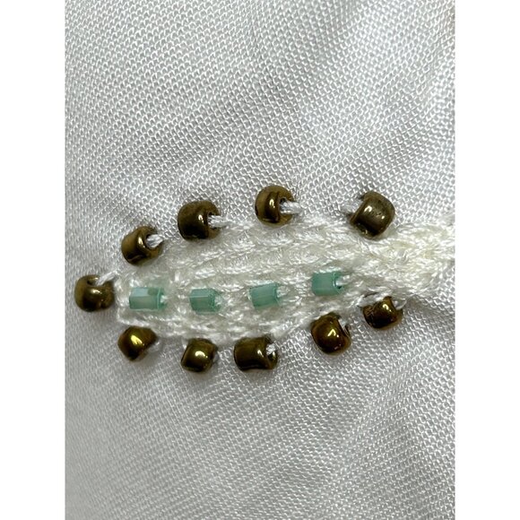 Boheme Skemo Daydream Mini Dress S White Yellow Green Embroidered Beads Tassels - Picture 10 of 16